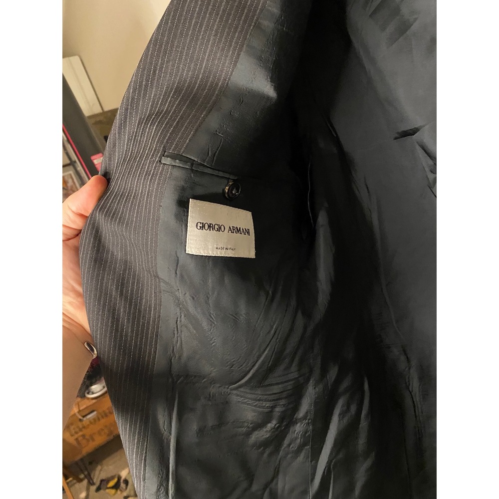 Giorgio Armani Pinstripe Wool Silk Blazer Sport Coat Jacket Made in Italy 40R - Picture 3 of 7